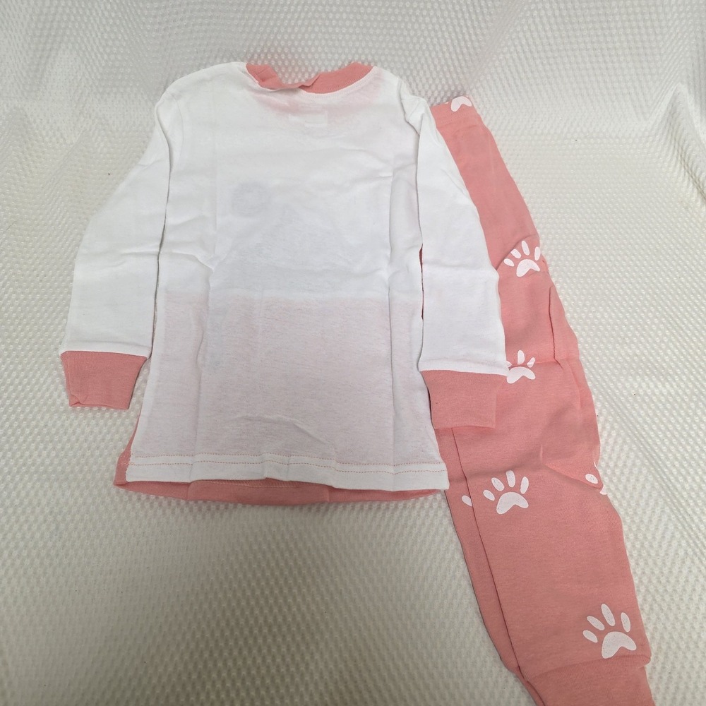 Cat Kitty Pajamas 2 Piece Girls Pink Size 3T NWT Paw Prints Pink White KikizYe - Picture 5 of 5